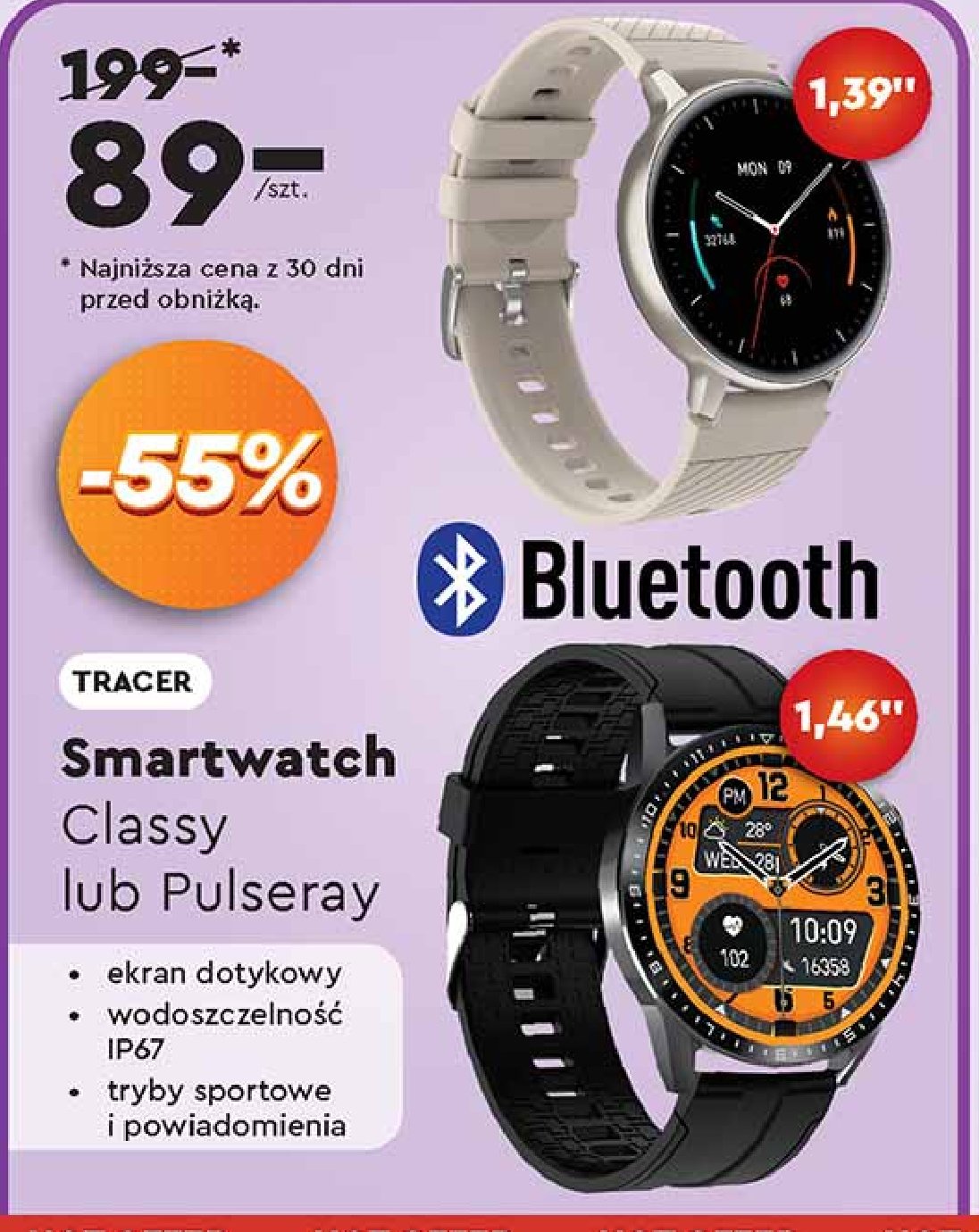 Smartwatch classy smr2 Tracer promocja w Biedronka