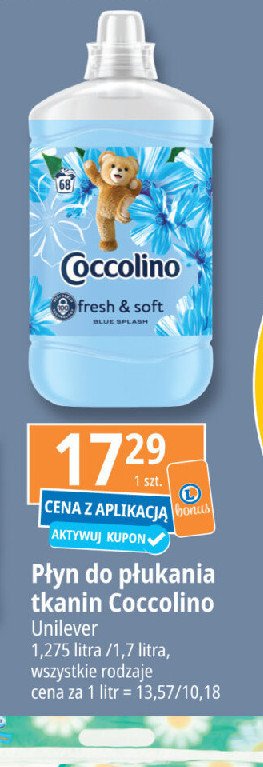 Płyn do płukania blue splash Coccolino fresh & soft promocja w Leclerc