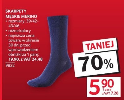 Skarpety męskie merino promocja w Selgros