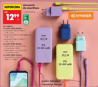 Przewód USB-C/USB-C HYKKER promocja w Biedronka