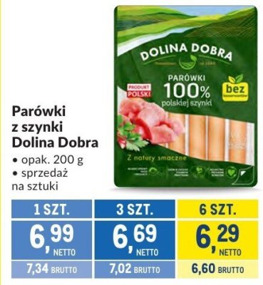 Parówki z szynki Dolina Dobra promocja w Makro