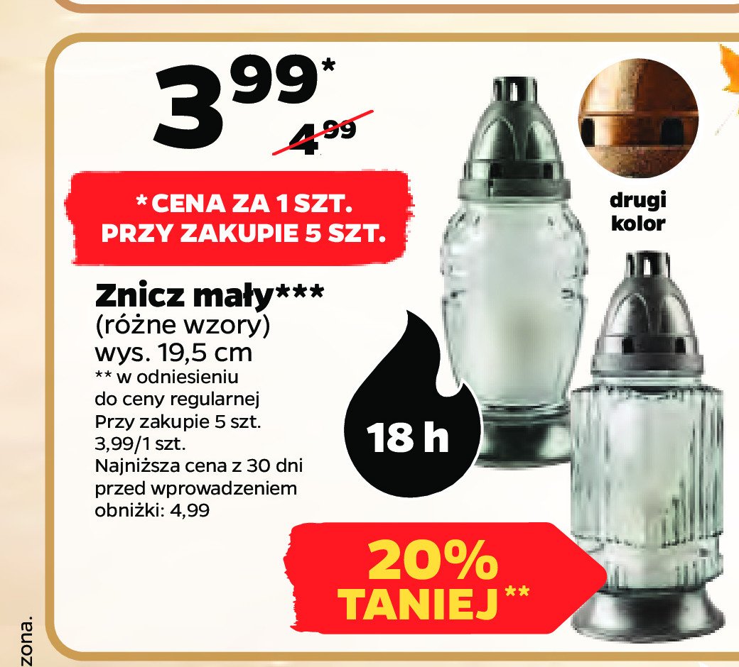 Znicz szklany 19.5 cm 100 g promocja
