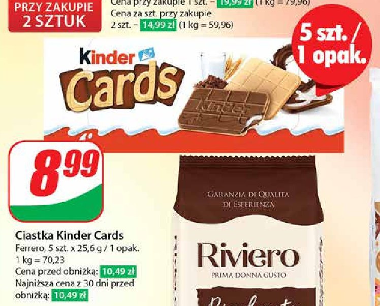 Herbatniki czekoladowe Kinder cards promocja w Dino