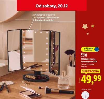Składane lustro kosmetyczne LED Cien Beauty promocja w Lidl