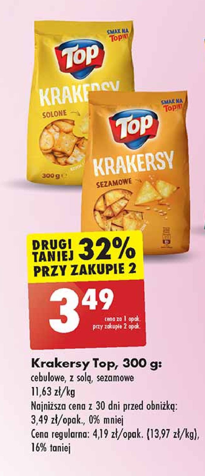 Krakersy solone Top pub Top (biedronka) promocja