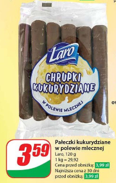 Chrupki kukurydziane w polewie czekoladowej mleczne Laro promocja w Dino