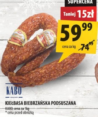 Kiełbasa biebrzańska podsuszana Kabo promocja w Arhelan