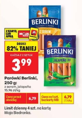 Parówki 250 g z serem promocja w Biedronka