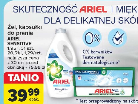 Kapsułki do prania sensitive skin Ariel all in 1 promocja