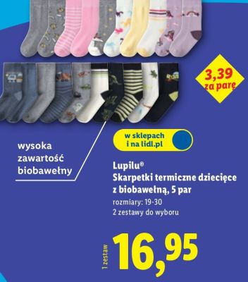 Skarpetki termiczne dziecięce z biobawełną, 5 par promocja w Lidl