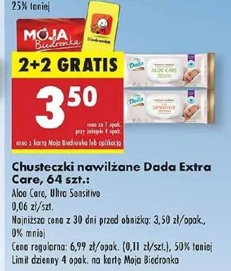 Chusteczki wilgotne sensitive Dada promocja w Biedronka