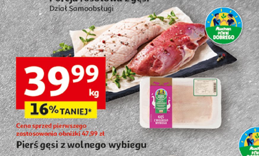 Pierś gęsi z wolnego wybiegu Auchan pewni dobrego promocja