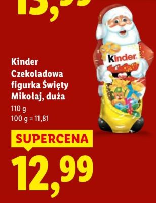 Czekolada Kinder Czekoladowa figurka Święty Mikołaj, duża promocja w Lidl