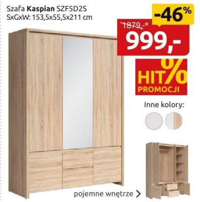 Szafa Kaspian SZF5D2S promocja w Black Red White