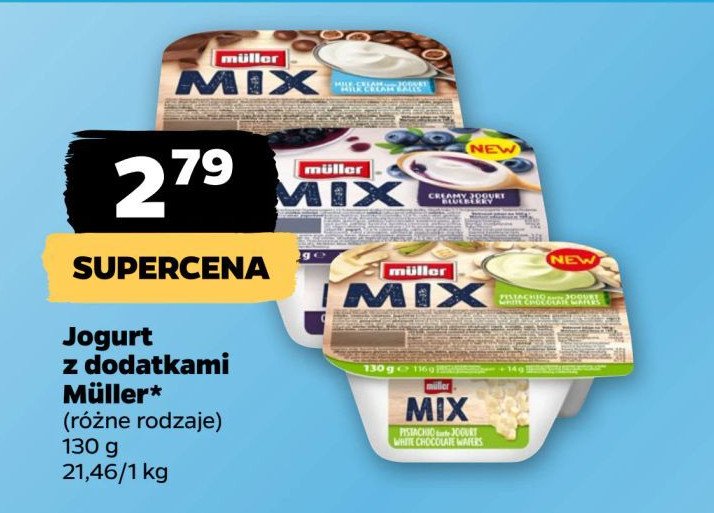 Jogurt blueberry Muller mix promocja w Netto