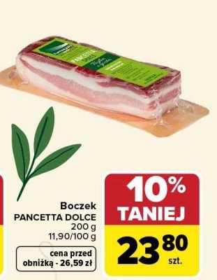 Boczek PANCETTA DOLCE 200 g promocja w Carrefour