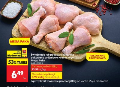 Świeże podudzie kurczaka pakowane próżniowo Mega Paka promocja w Biedronka