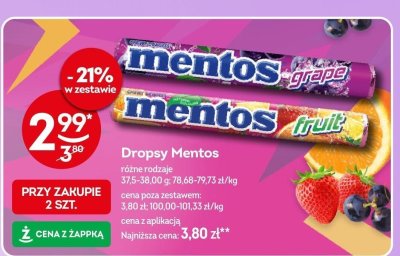 Dropsy Mentos różne rodzaje promocja w Żabka