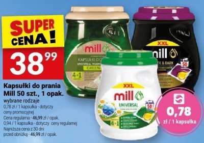 Kapsułki do prania Mill 50 szt., 1 opak. promocja w Twój Market