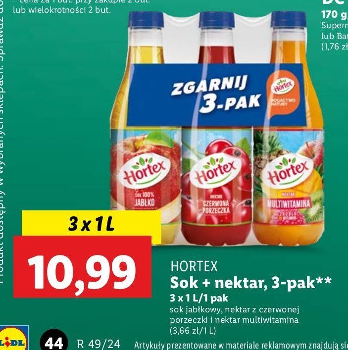 Zestaw nektar: czerwona porzeczka + jabłko-pigwa + jabłko-aronia Hortex promocja