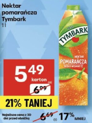Nektar pomarańcza Tymbark 1l promocja w Delikatesy Centrum