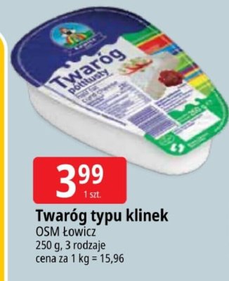 Twaróg typu klinek OSM Łowicz promocja w Leclerc