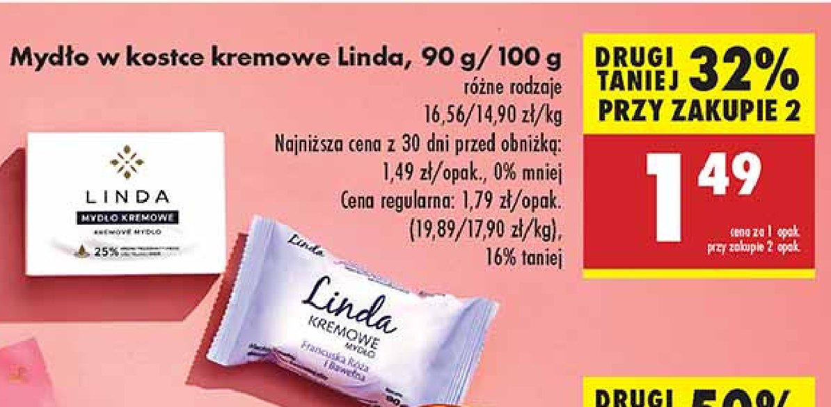 Mydło kremowe francuska róża i bawełna Linda promocja w Biedronka