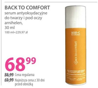 Serum BACK TO COMFORT antyoksydacyjne do twarzy i pod oczy arnikiem 30 ml promocja w Hebe