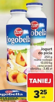 Jogurt do picia Zott Jogobella różne rodzaje promocja w Carrefour