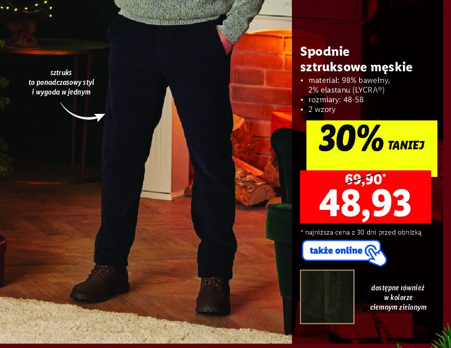 Spodnie m臋skie sztruks promocja
