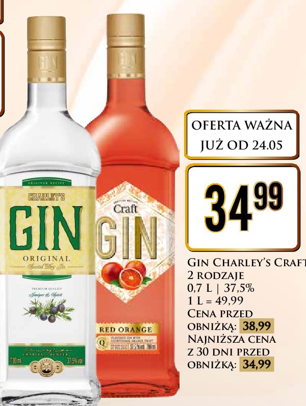 Gin CHARLEY'S ORIGINAL promocja