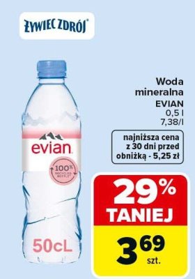 Woda mineralna EVIAN 0,5 l promocja w Carrefour Market