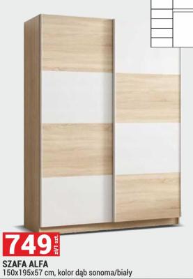 Szafa ALFA 150x195x57 cm, kolor dąb sonoma/biały promocja w Merkury Market