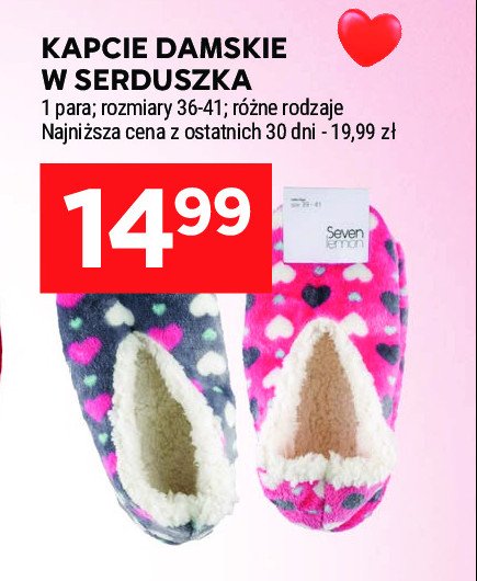 Kapcie damskie z serduszkiem rozm. 36-41 promocja