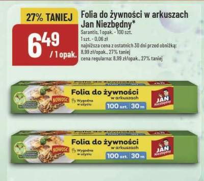 Folia do żywności w arkuszach Jan Niezbędny promocja w POLOmarket