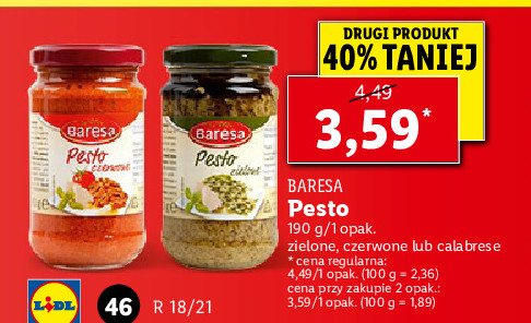 Pesto z pomidorów i bazylii Baresa promocja