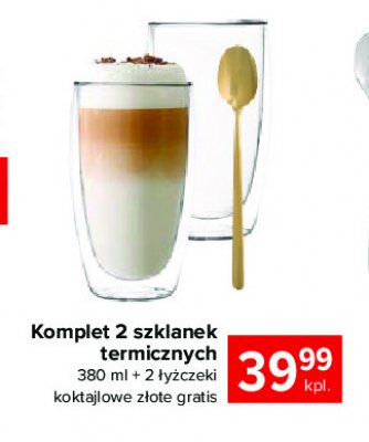 Komplet 2 szklanek caffe latte + łyżeczki koktajlowe Altom promocja