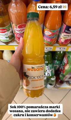 Sok pomarańczowy 100% Wosana promocja w Dino