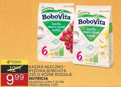 Kaszka mleczno-ryżowa BoboVita 230g różne rodzaje Nutricia promocja w Wafelek