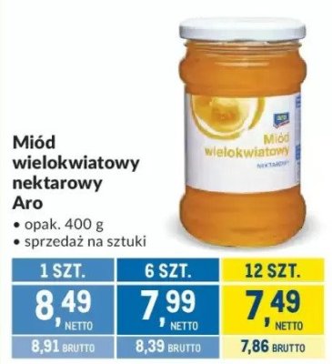Miód wielokwiatowy nektarowy Aro promocja w Makro