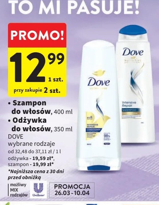 Odżywka do włosów Dove intense repair promocja