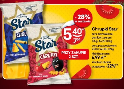 Chrupki Star ser z ziemniakami, pomidor z serem promocja w Żabka