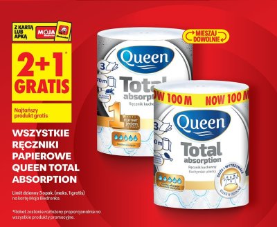 Ręcznik papierowy Queen Total Absorption promocja w Biedronka