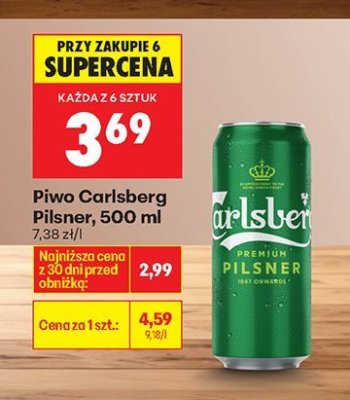 Piwo Carlsberg Pilsner, 500 ml promocja w Biedronka
