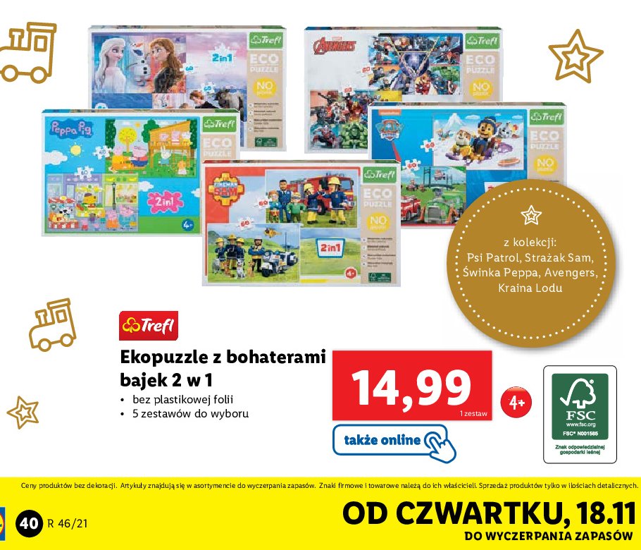 Puzzle eko 2+1 艣winka peppa Trefl promocja