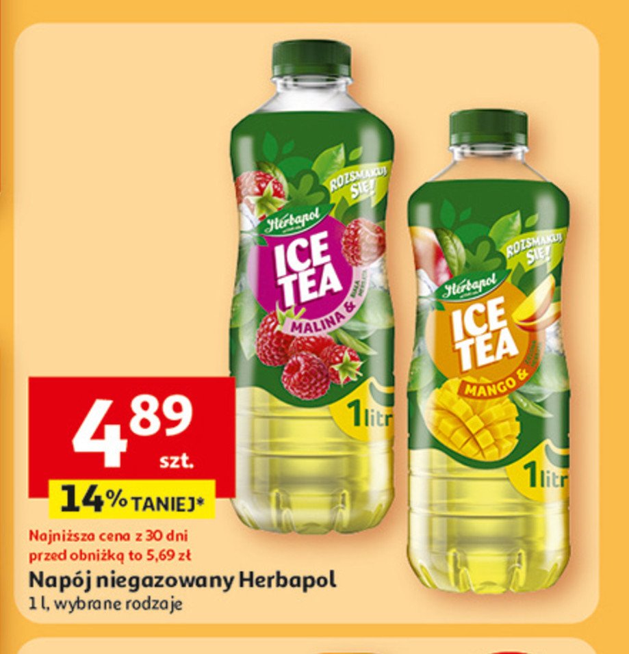 Napój herbaciany raspberry Herbapol ice tea promocja w Auchan