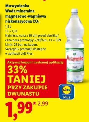 Woda mineralna magnezowo-wapniowa niskonasycona CO2 promocja w Lidl