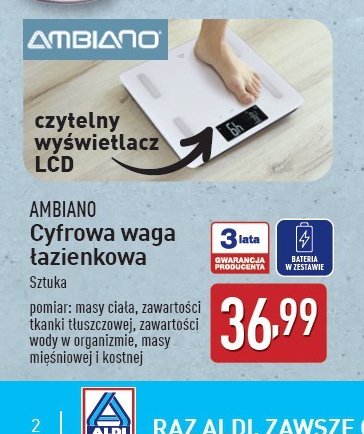 Waga cyfrowa łazienkowa AMBIANO promocja w Aldi