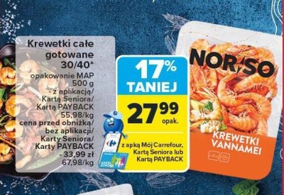 Krewetki całe gotowane Norso promocja