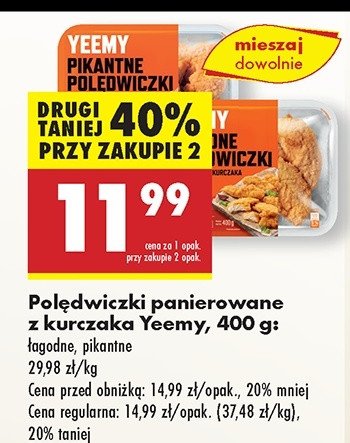 Polędwiczki z kurczaka łagodne Yeemy promocja